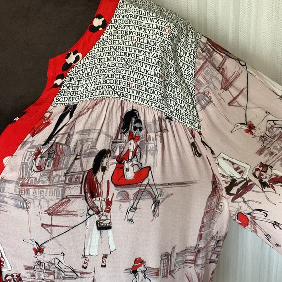 REDUCED!!Novelty prints, long sleeves blouse by “OUI” casual, work! Size 12 - Picture 4 of 17